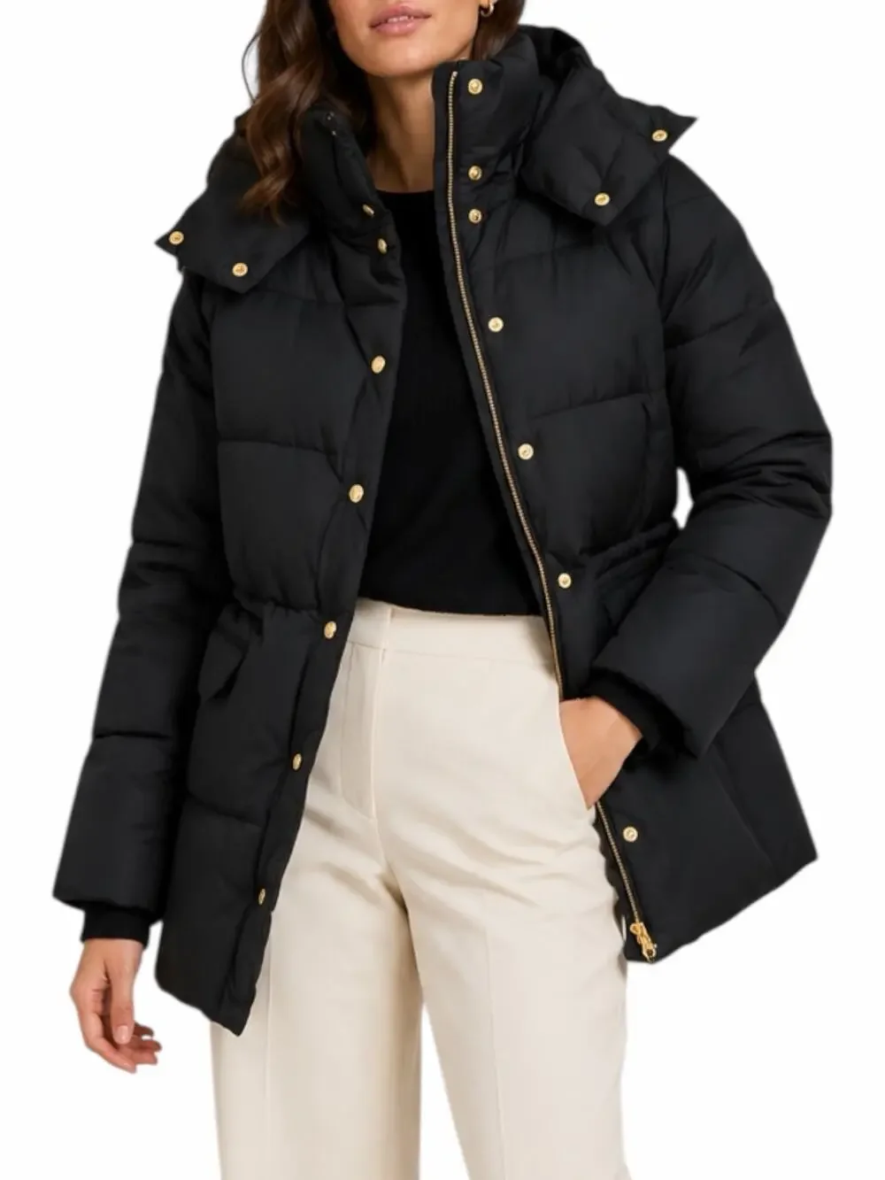 J. Crew New Chateau Puffer Coat Water Resistant Black Size M